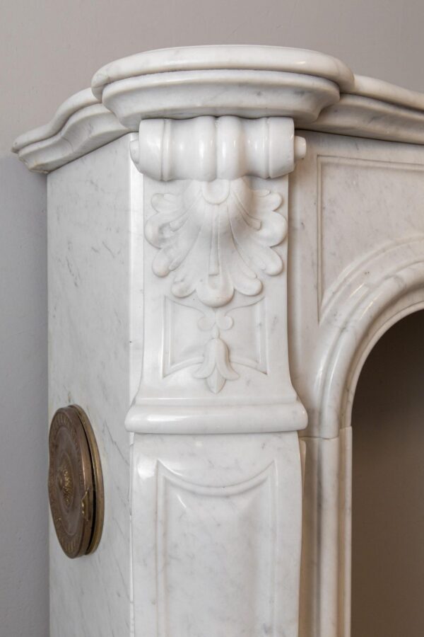 Louis XV Carrara Marble Antique Fireplace Surround - Image 14