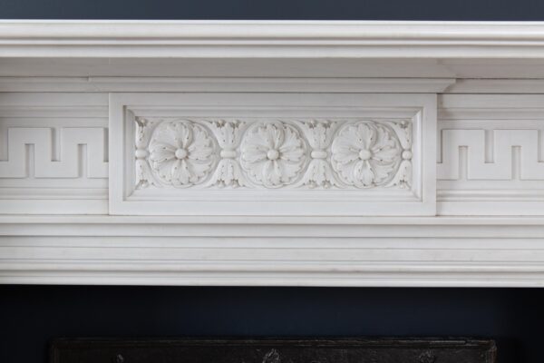 Very Rare Exceptional Statuary Clear White Marble Antique Fireplace Surround - Image 13