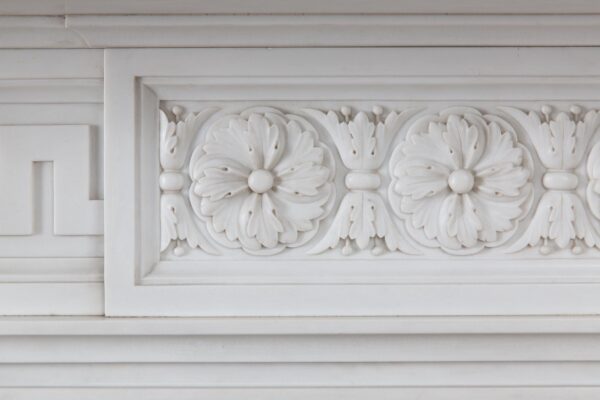 Very Rare Exceptional Statuary Clear White Marble Antique Fireplace Surround - Image 14