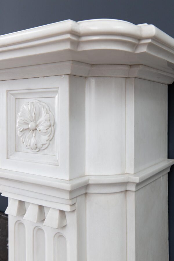 Very Rare Exceptional Statuary Clear White Marble Antique Fireplace Surround - Image 17