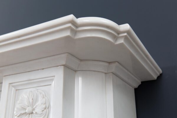 Very Rare Exceptional Statuary Clear White Marble Antique Fireplace Surround - Image 18