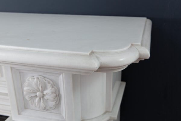 Very Rare Exceptional Statuary Clear White Marble Antique Fireplace Surround - Image 9