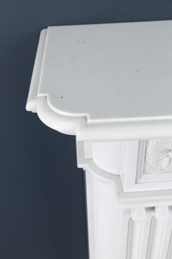 Very Rare Exceptional Statuary Clear White Marble Antique Fireplace Surround - Image 8