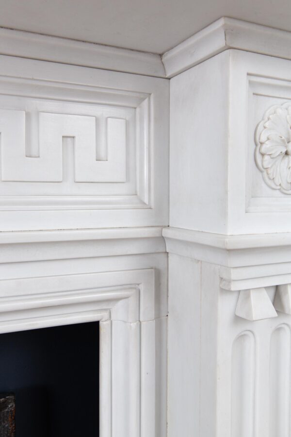 Very Rare Exceptional Statuary Clear White Marble Antique Fireplace Surround - Image 5