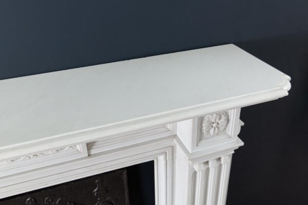 Very Rare Exceptional Statuary Clear White Marble Antique Fireplace Surround - Image 4