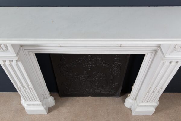 Very Rare Exceptional Statuary Clear White Marble Antique Fireplace Surround - Image 2