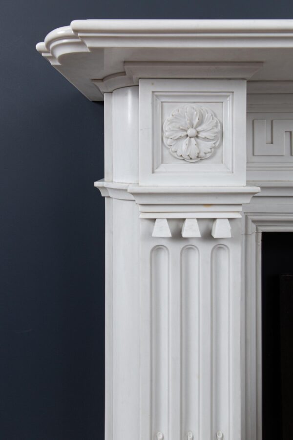 Very Rare Exceptional Statuary Clear White Marble Antique Fireplace Surround - Image 25