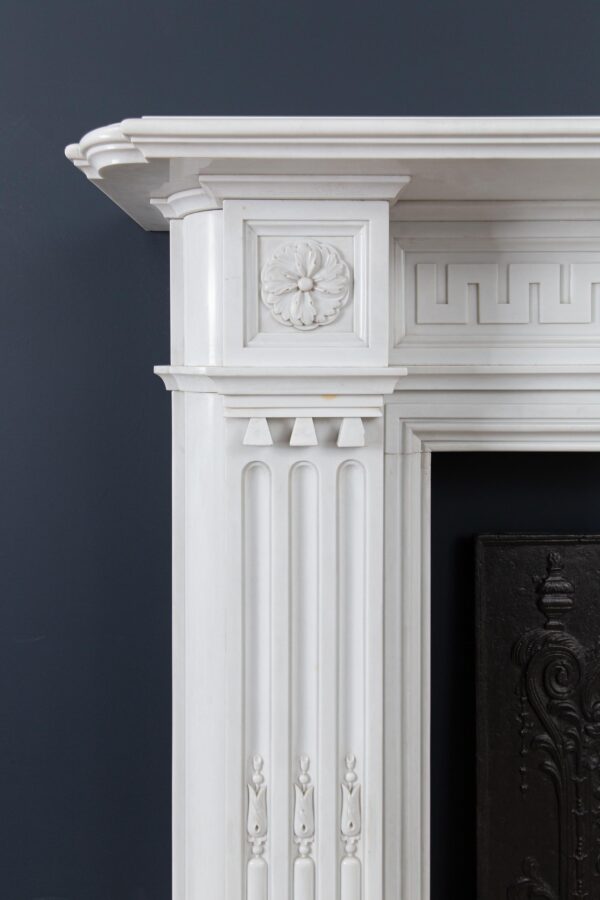 Very Rare Exceptional Statuary Clear White Marble Antique Fireplace Surround - Image 24