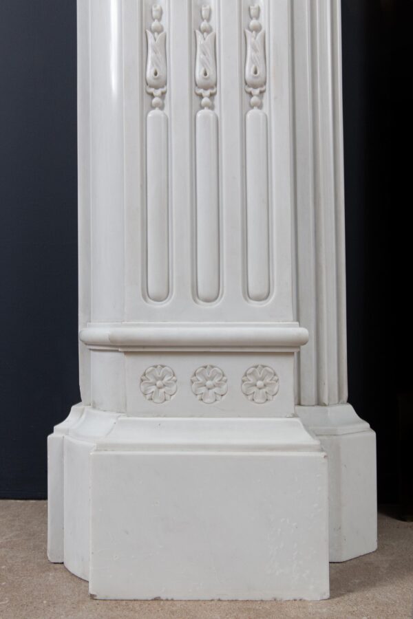 Very Rare Exceptional Statuary Clear White Marble Antique Fireplace Surround - Image 21