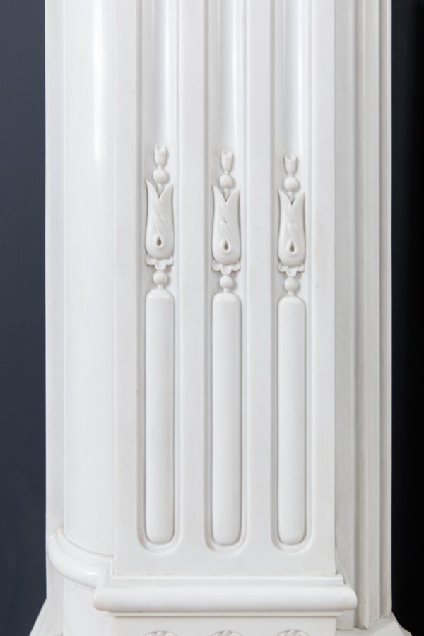 Very Rare Exceptional Statuary Clear White Marble Antique Fireplace Surround - Image 20
