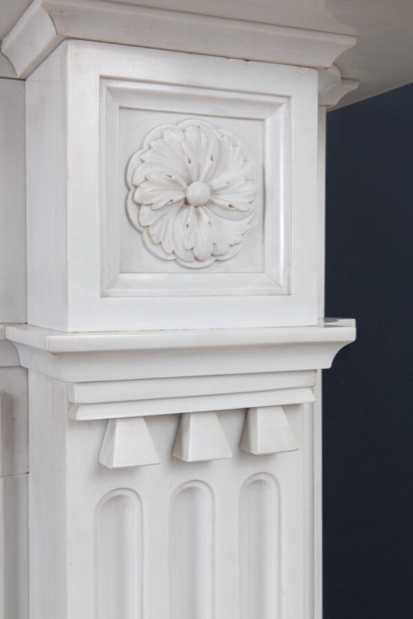 Very Rare Exceptional Statuary Clear White Marble Antique Fireplace Surround - Image 10