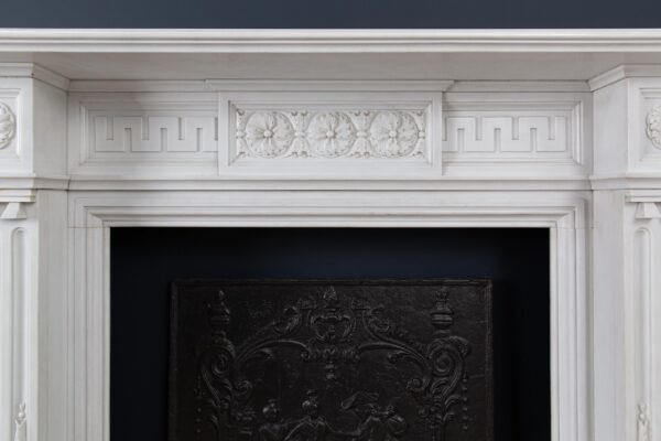 Very Rare Exceptional Statuary Clear White Marble Antique Fireplace Surround - Image 11