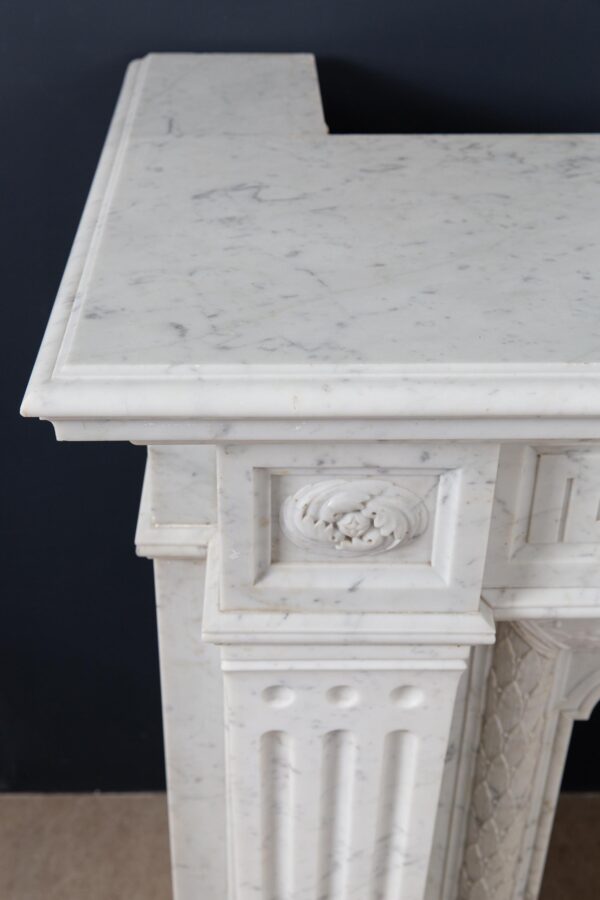 Beautiful French Louis VX Carrara Marble Antique Circulation Fireplace - Image 18