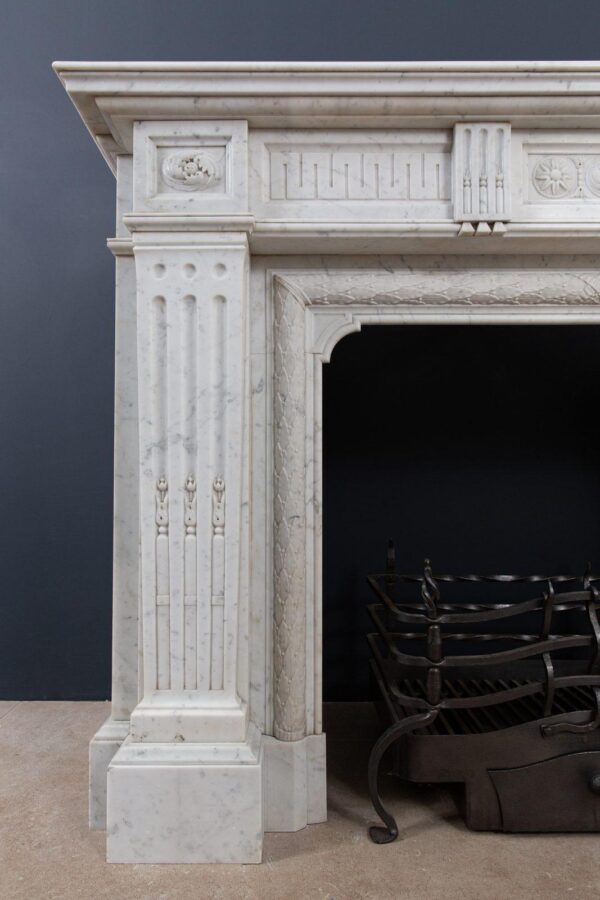 Beautiful French Louis VX Carrara Marble Antique Circulation Fireplace - Image 19
