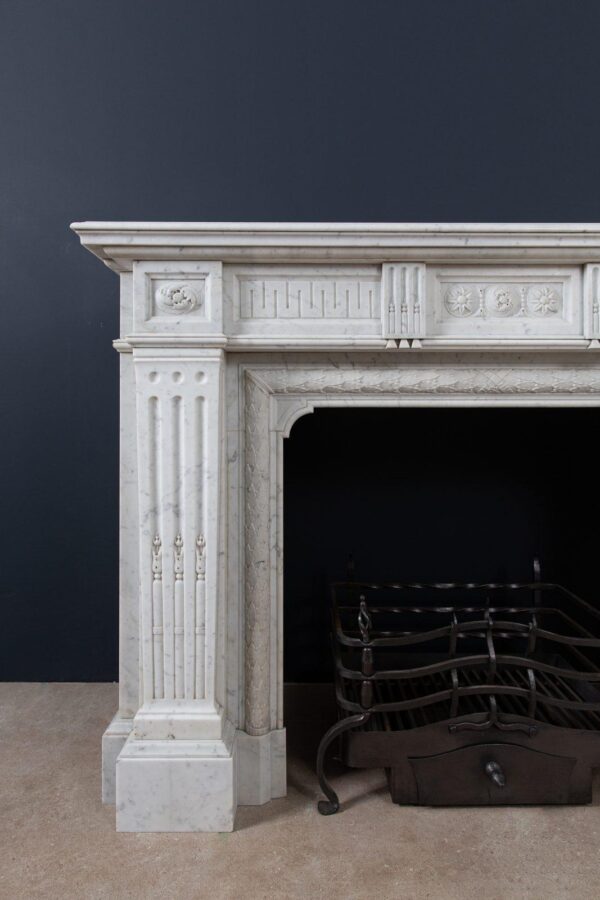 Beautiful French Louis VX Carrara Marble Antique Circulation Fireplace - Image 10