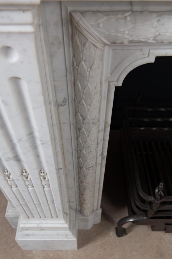 Beautiful French Louis VX Carrara Marble Antique Circulation Fireplace - Image 6