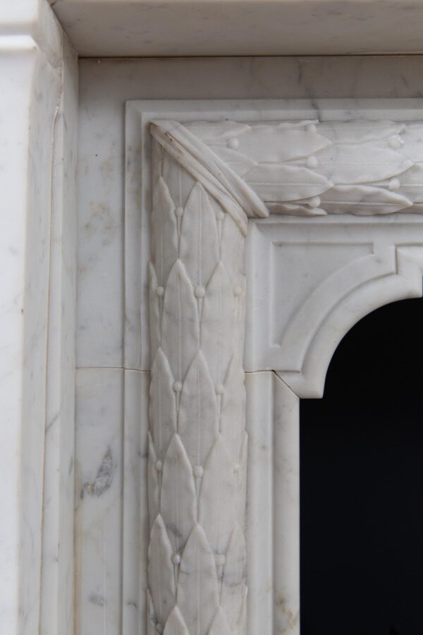 Beautiful French Louis VX Carrara Marble Antique Circulation Fireplace - Image 4