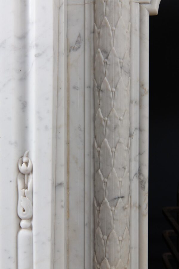 Beautiful French Louis VX Carrara Marble Antique Circulation Fireplace - Image 5
