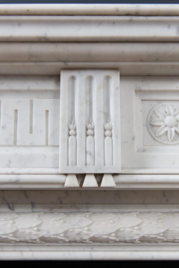 Beautiful French Louis VX Carrara Marble Antique Circulation Fireplace - Image 3