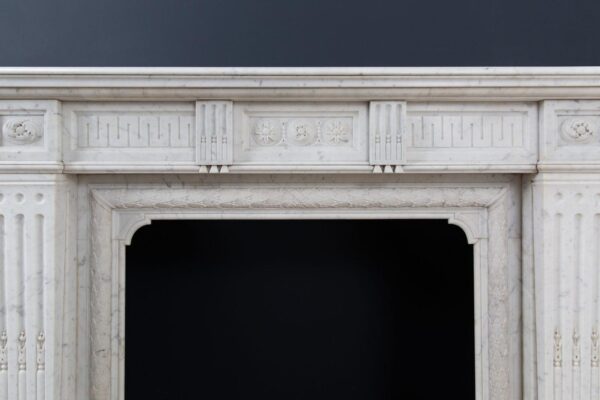 Beautiful French Louis VX Carrara Marble Antique Circulation Fireplace - Image 21