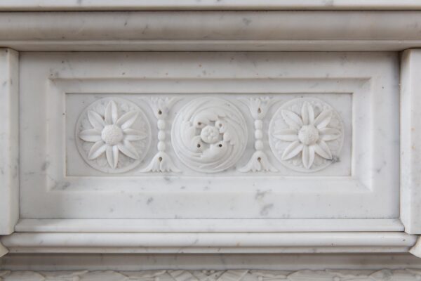 Beautiful French Louis VX Carrara Marble Antique Circulation Fireplace - Image 2