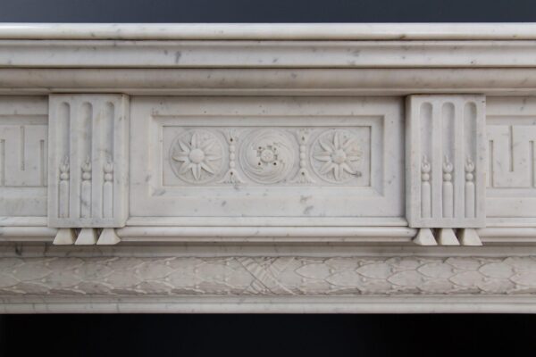 Beautiful French Louis VX Carrara Marble Antique Circulation Fireplace - Image 11