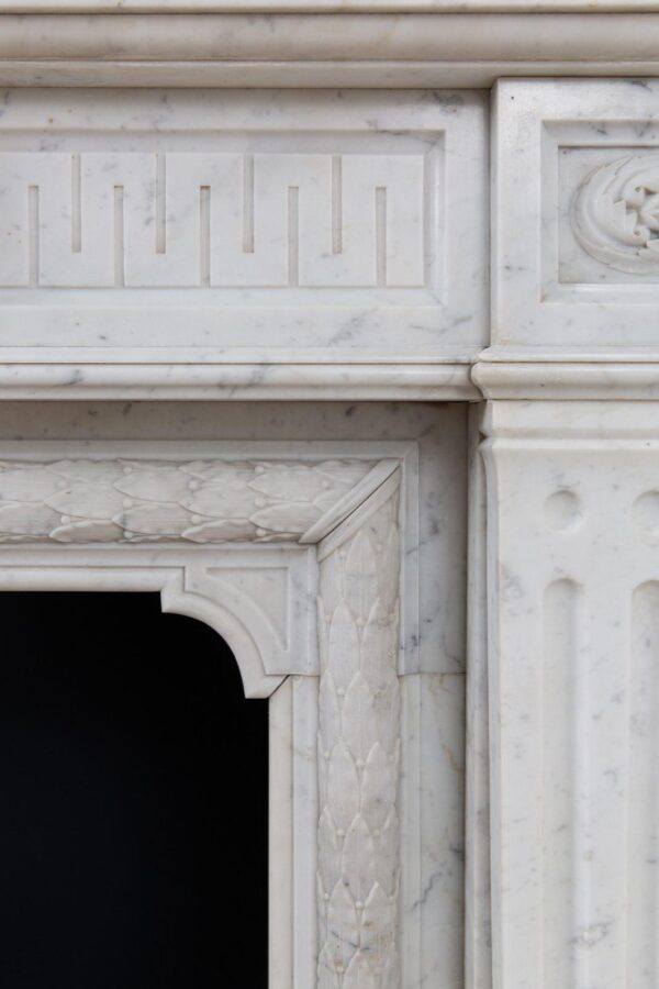 Beautiful French Louis VX Carrara Marble Antique Circulation Fireplace - Image 12