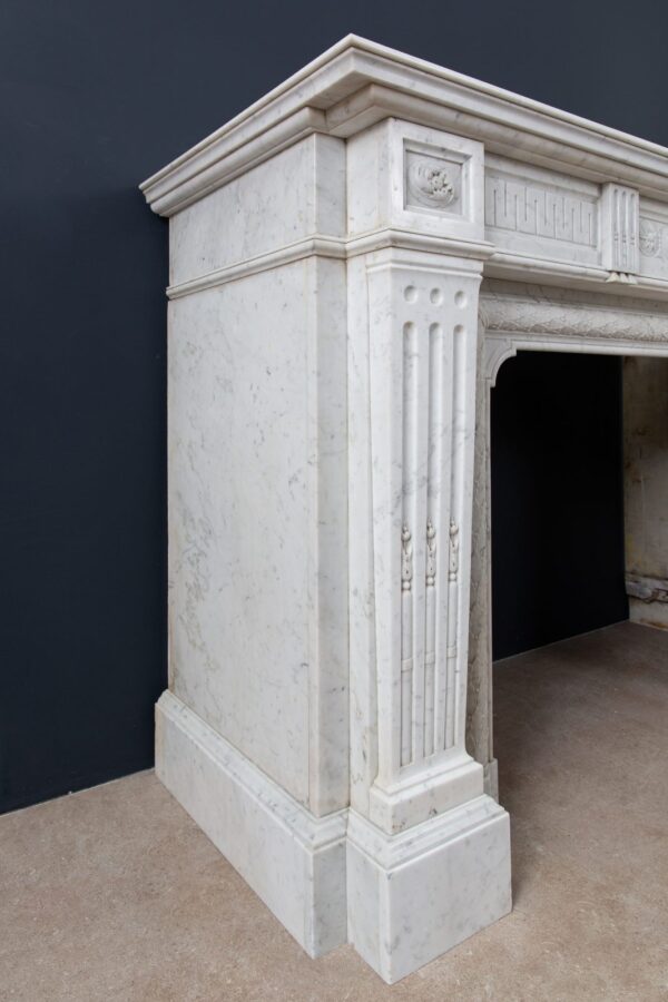 Beautiful French Louis VX Carrara Marble Antique Circulation Fireplace - Image 15