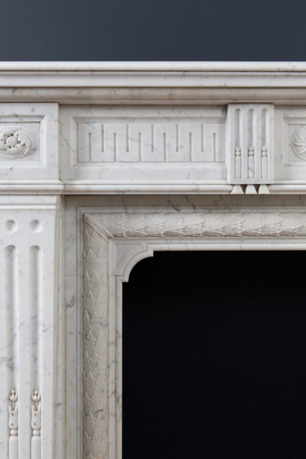 Beautiful French Louis VX Carrara Marble Antique Circulation Fireplace - Image 16
