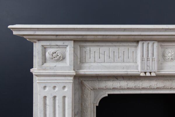 Beautiful French Louis VX Carrara Marble Antique Circulation Fireplace - Image 17