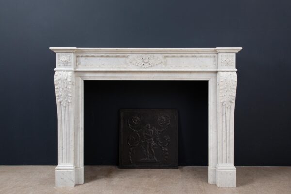 Luxury French  Louis XVI Carrara Marble Antique Fireplace Surround