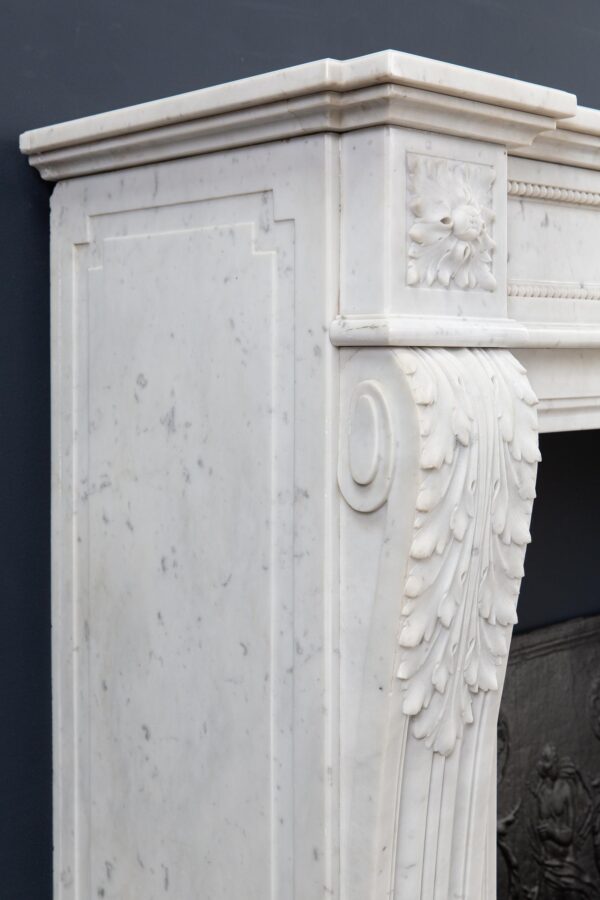 Luxury French  Louis XVI Carrara Marble Antique Fireplace Surround - Image 11