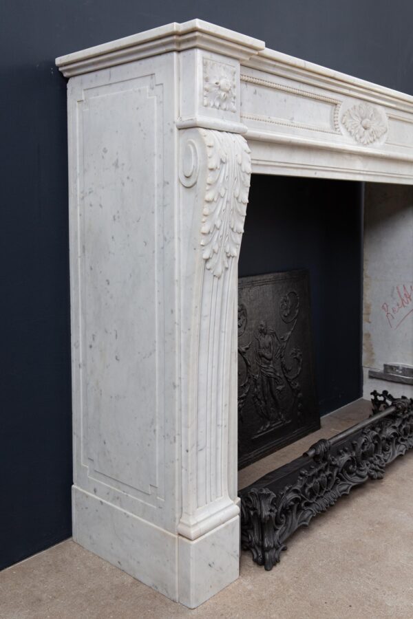 Luxury French  Louis XVI Carrara Marble Antique Fireplace Surround - Image 10