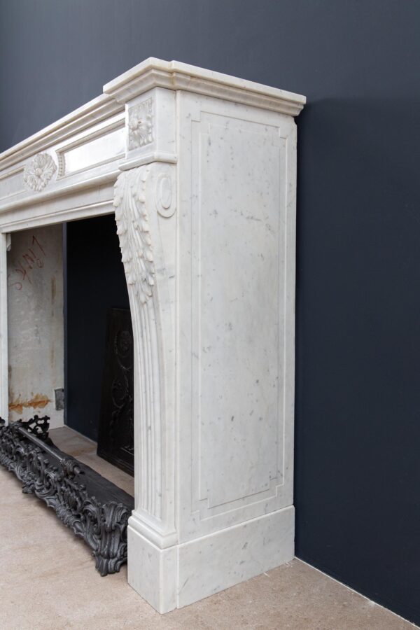 Luxury French  Louis XVI Carrara Marble Antique Fireplace Surround - Image 9