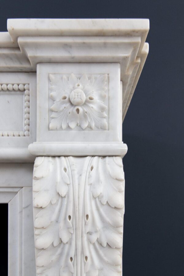 Luxury French  Louis XVI Carrara Marble Antique Fireplace Surround - Image 8