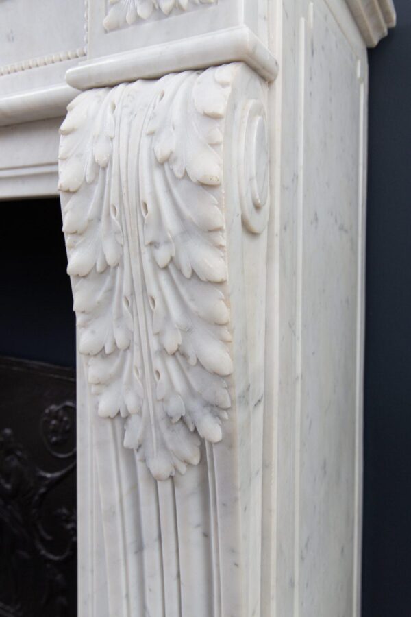 Luxury French  Louis XVI Carrara Marble Antique Fireplace Surround - Image 7