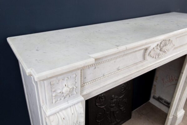 Luxury French  Louis XVI Carrara Marble Antique Fireplace Surround - Image 5