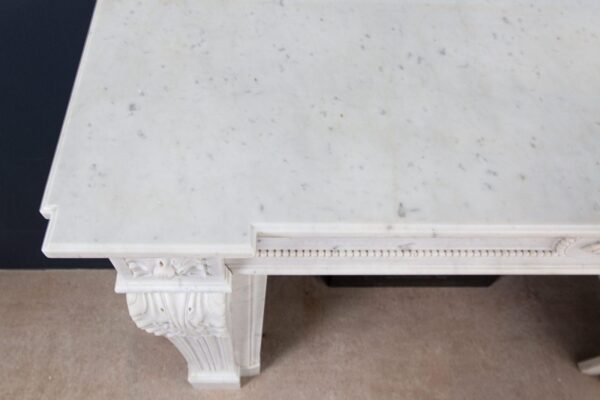 Luxury French  Louis XVI Carrara Marble Antique Fireplace Surround - Image 4