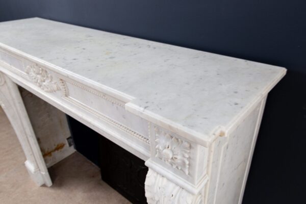 Luxury French  Louis XVI Carrara Marble Antique Fireplace Surround - Image 3
