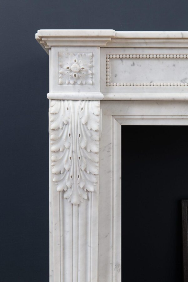 Luxury French  Louis XVI Carrara Marble Antique Fireplace Surround - Image 16