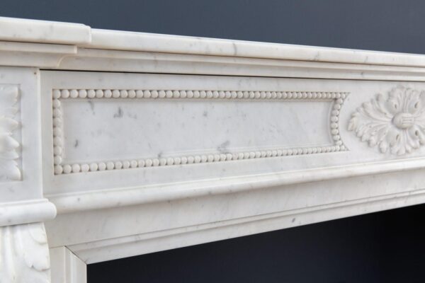 Luxury French  Louis XVI Carrara Marble Antique Fireplace Surround - Image 15