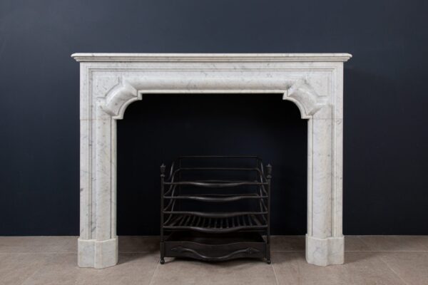 French Carrara Marble Antique Bolection Front Fireplace