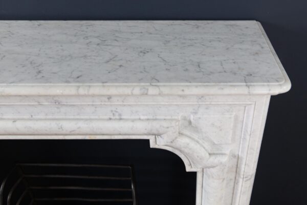 French Carrara Marble Antique Bolection Front Fireplace - Image 7