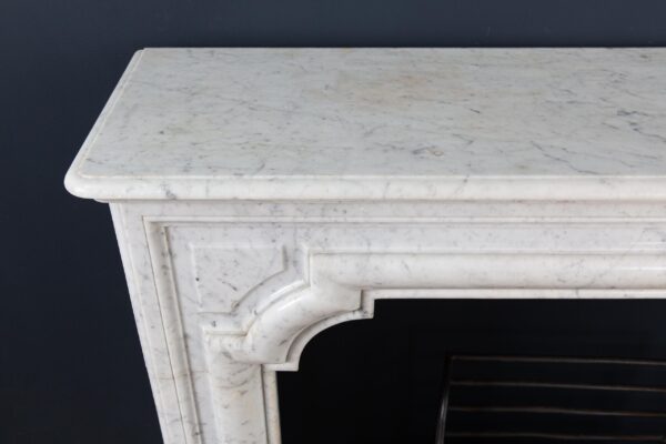 French Carrara Marble Antique Bolection Front Fireplace - Image 6