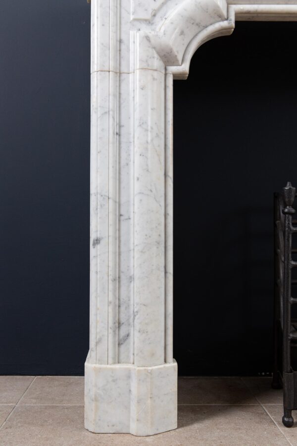 French Carrara Marble Antique Bolection Front Fireplace - Image 4