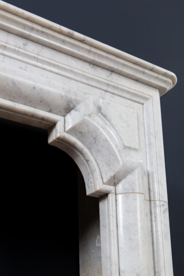 French Carrara Marble Antique Bolection Front Fireplace - Image 3