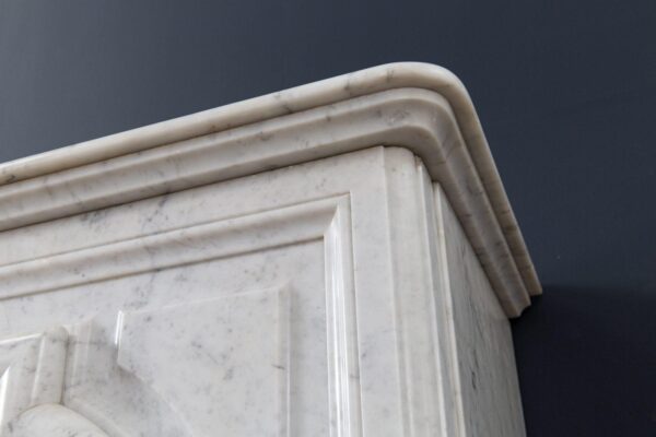 French Carrara Marble Antique Bolection Front Fireplace - Image 2
