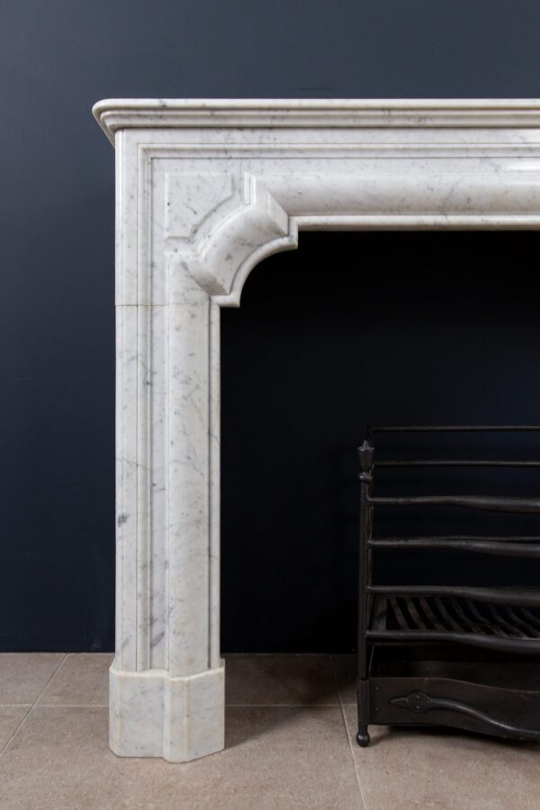 French Carrara Marble Antique Bolection Front Fireplace - Image 12
