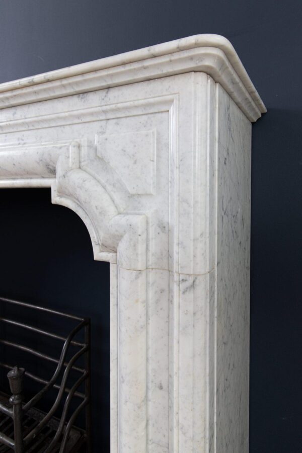 French Carrara Marble Antique Bolection Front Fireplace - Image 14