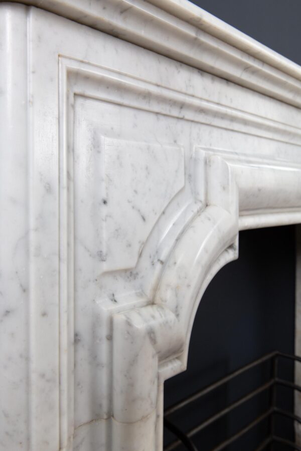 French Carrara Marble Antique Bolection Front Fireplace - Image 11